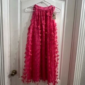 Easel Pink Ruffled Midi Skirt A-line Cocktail
